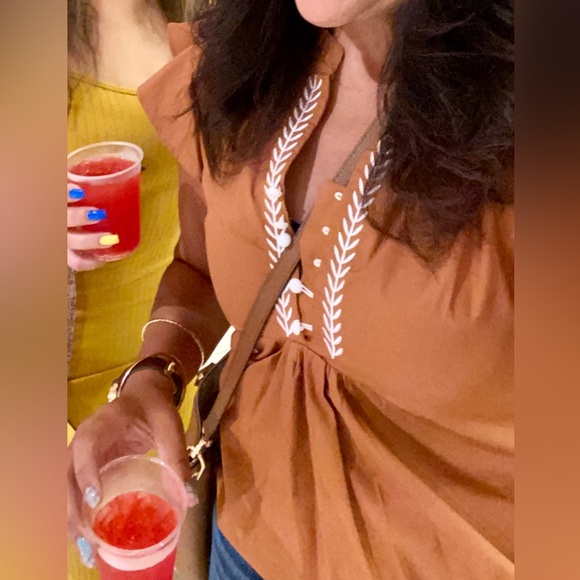 SHEIN EMBROIDERED NECK BLOUSE - Picture 7 of 7